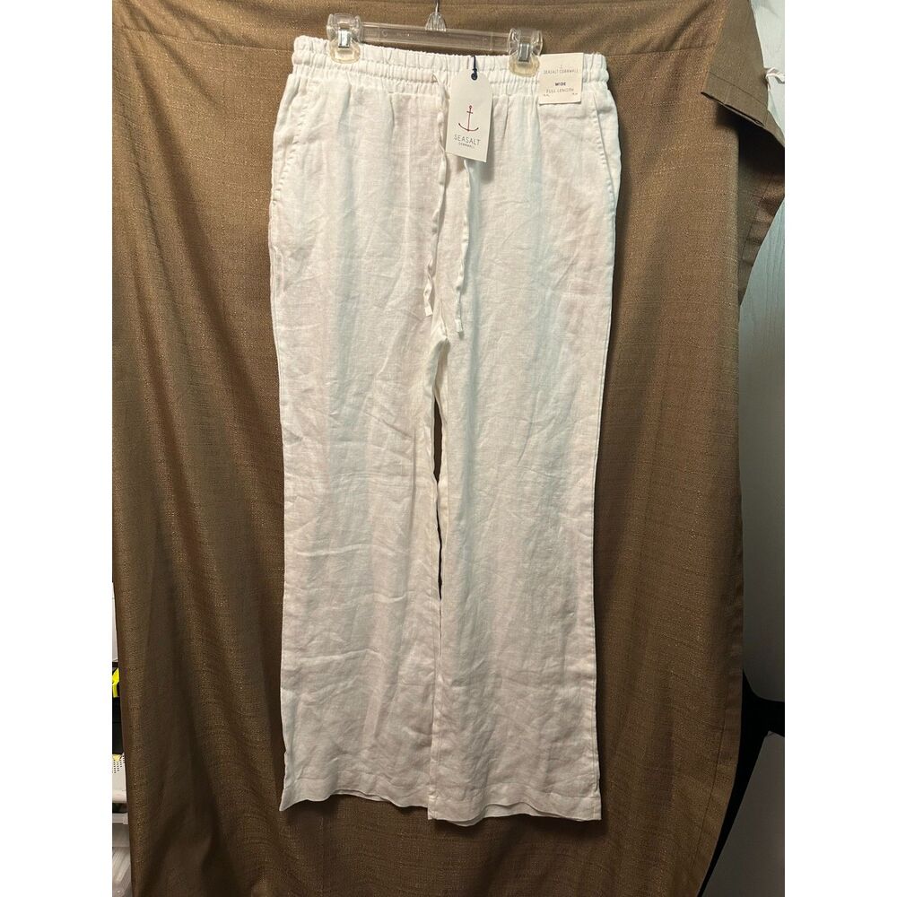 NWT Sea Salt Cornwall Tide Flow Trousers Linen Wide Full Length Size 6 Chalk